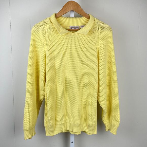 Vintage 80s Brookline Womens Yellow Pullover Sweater Chunky Knit Small - Picture 1 of 7